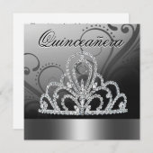 Princess Tiara Quinceanera (zilver) Kaart (Voorkant / Achterkant)