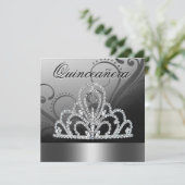 Princess Tiara Quinceanera (zilver) Kaart (Staand voorkant)