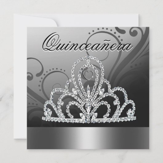 Princess Tiara Quinceanera (zilver) Kaart (Voorkant)