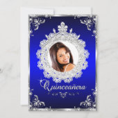 Princess Tiara Royal Blue Sparkle Quinceanera Kaart (Voorkant)