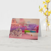 Princess Tiara Roze Paarse Verjaardag Kaart (Gele Bloem)