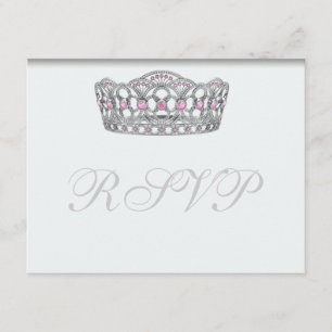Princess Tiara RSVP White Response Card