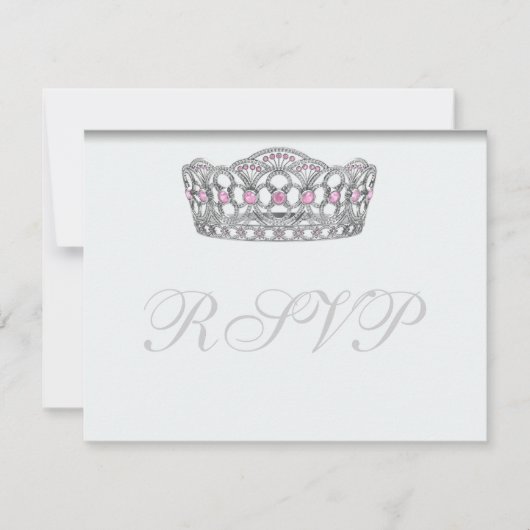 Princess Tiara RSVP White Response Kaart (Voorkant)