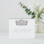Princess Tiara RSVP White Response Kaart (Staand voorkant)