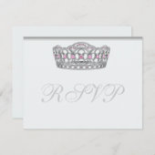 Princess Tiara RSVP White Response Kaart (Voorkant / Achterkant)