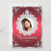 Princess Tiara Ruby Red Sparkle Quinceanera Kaart (Voorkant)
