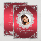 Princess Tiara Ruby Red Sparkle Quinceanera Kaart (Voorkant / Achterkant)