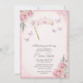 Princess Tiara & Wand Pink Glitter Baby shower Kaart (Voorkant)