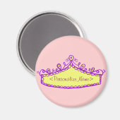 Princess Tiara Yellow Crown Custom Name Magnet (Voorkant / Achterkant)