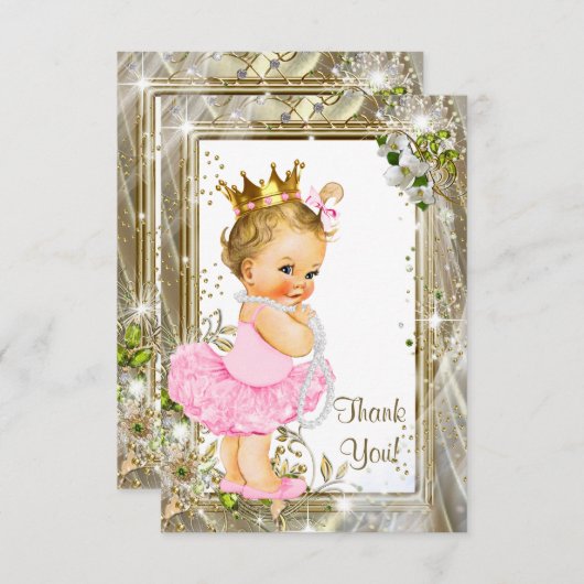 Princess Tutu Baby shower Dank u Bedankkaart (Voorkant / Achterkant)