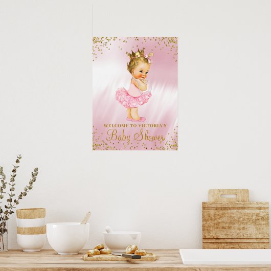 Princess Tutu Baby shower Welcome Sign Blonde Poster (Keuken)