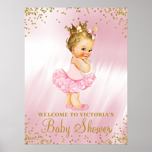 Princess Tutu Baby shower Welcome Sign Blonde Poster (Voorkant)