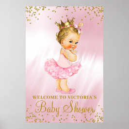 Princess Tutu Baby shower Welcome Sign Blonde Poster