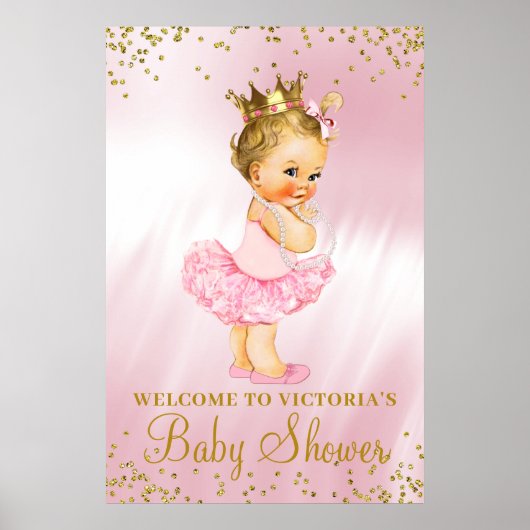 Princess Tutu Baby shower Welcome Sign Blonde Poster (Voorkant)
