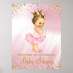 Princess Tutu Baby shower Welcome Sign Brunette Poster