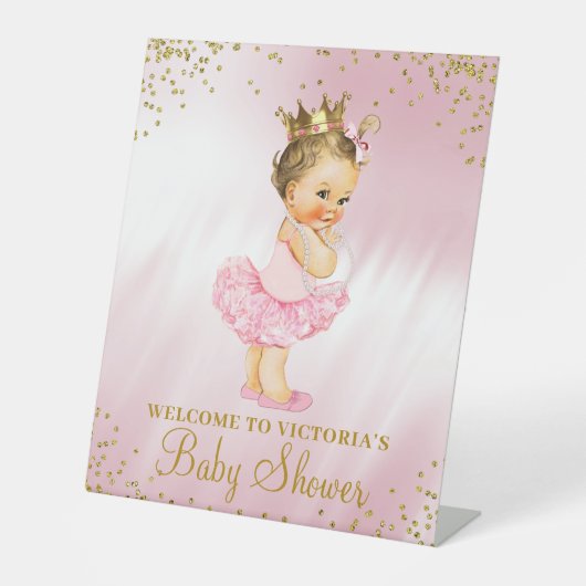 Princess Tutu Baby shower Welkomstbord Reclamebord Met Voetstuk (Voorkant)