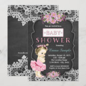 Princess Tutu Krijtbord Baby Meisje Douche Kaart (Voorkant / Achterkant)