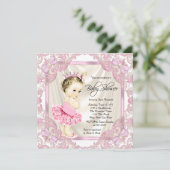 Princess Tutu Pearls Ballerina Baby shower Kaart (Staand voorkant)