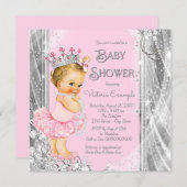 Princess Tutu Pink Silver Baby shower Kaart (Voorkant / Achterkant)