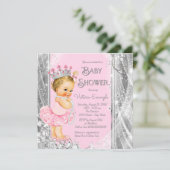 Princess Tutu Pink Silver Baby shower Kaart (Staand voorkant)
