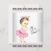 Princess Tutu roze en grijs Baby shower Kaart (Voorkant)