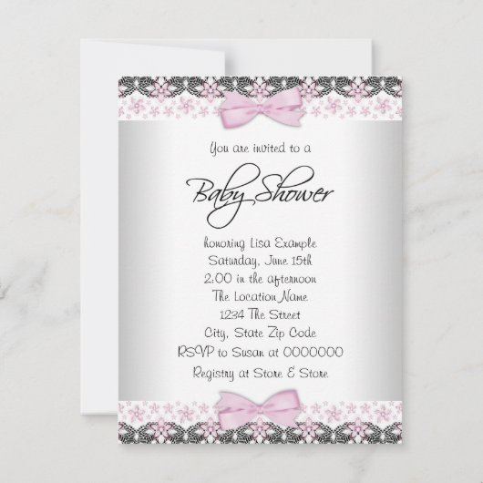 Princess Tutu roze en grijs Baby shower Kaart (Achterkant)