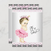 Princess Tutu roze en grijs Baby shower Kaart (Voorkant / Achterkant)