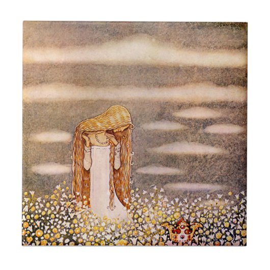 "Princess Tuvstarr" John Bauer Waterverf Tegeltje (Voorkant)