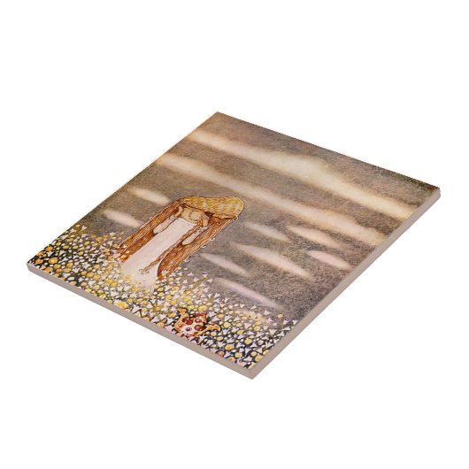 "Princess Tuvstarr" John Bauer Waterverf Tegeltje (Zijkant)