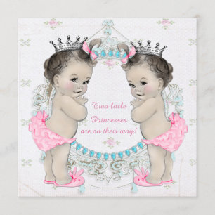 Princess Twin Meisje Baby shower Kaart
