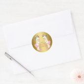 Princess Twin Meisje Baby shower Ronde Sticker (Envelop)