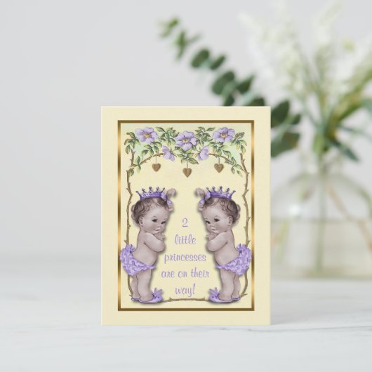 Princess Twin  Rozen & Harten Baby shower Kaart (Staand voorkant)