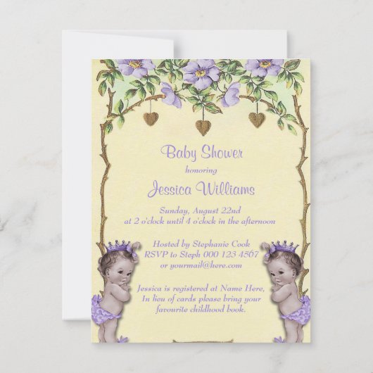 Princess Twin  Rozen & Harten Baby shower Kaart (Achterkant)