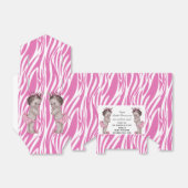 Princess Twins Baby shower Roze Zebra Patroon Bedankdoosjes (Uitgevouwen)