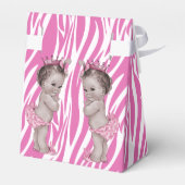 Princess Twins Baby shower Roze Zebra Patroon Bedankdoosjes (Achterkant)