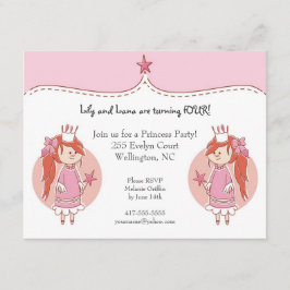 Princess Twins Birthday Party Kaart