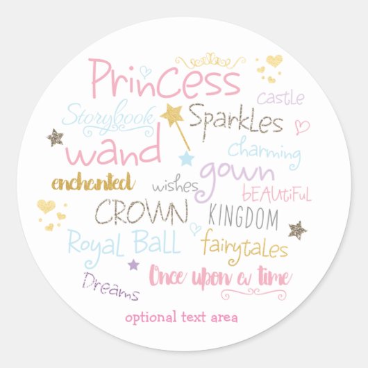 PRINCESS-typografie verjaardagsfeest aangepaste st Ronde Sticker (Voorkant)