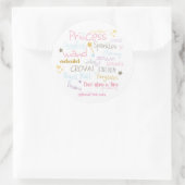 PRINCESS-typografie verjaardagsfeest aangepaste st Ronde Sticker (Tas)