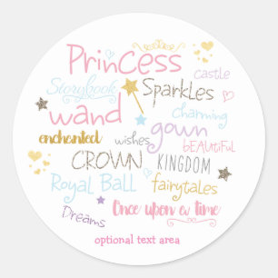 PRINCESS Typography Birthday Party Custom Sticker