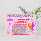 PRINCESS uitnodiging leuk sprookje verjaardagsuitn (Staand voorkant)