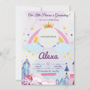 Princess Unicorn Afstuderen voor meisjes Kaart