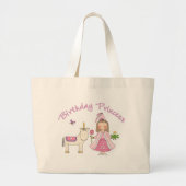 Princess Unicorn Birthday Girl Grote Tote Bag (Voorkant)