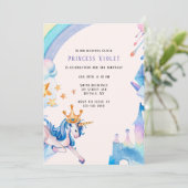 Princess Unicorn Castle 00th Birthday Party Kaart (Staand voorkant)