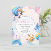 Princess Unicorn Castle 00th Birthday Party Kaart (Staand voorkant)