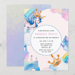 Princess Unicorn Castle 00th Birthday Party Kaart