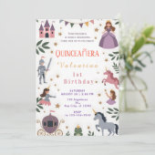 Princess Unicorn Castle 1st Birthday Kaart (Staand voorkant)