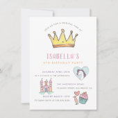 Princess Unicorn & Castle Fairytale Birthday Party Kaart (Voorkant)