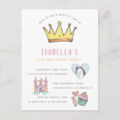 Princess Unicorn & Castle Fairytale Birthday Party Uitnodiging Briefkaart (Voorkant)