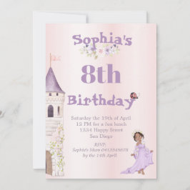 Princess Unicorn Dark Hair Paarse Age Birthday Kaart