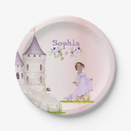 Princess Unicorn Dark Hair Paarse Cute Birthday Papieren Bordje